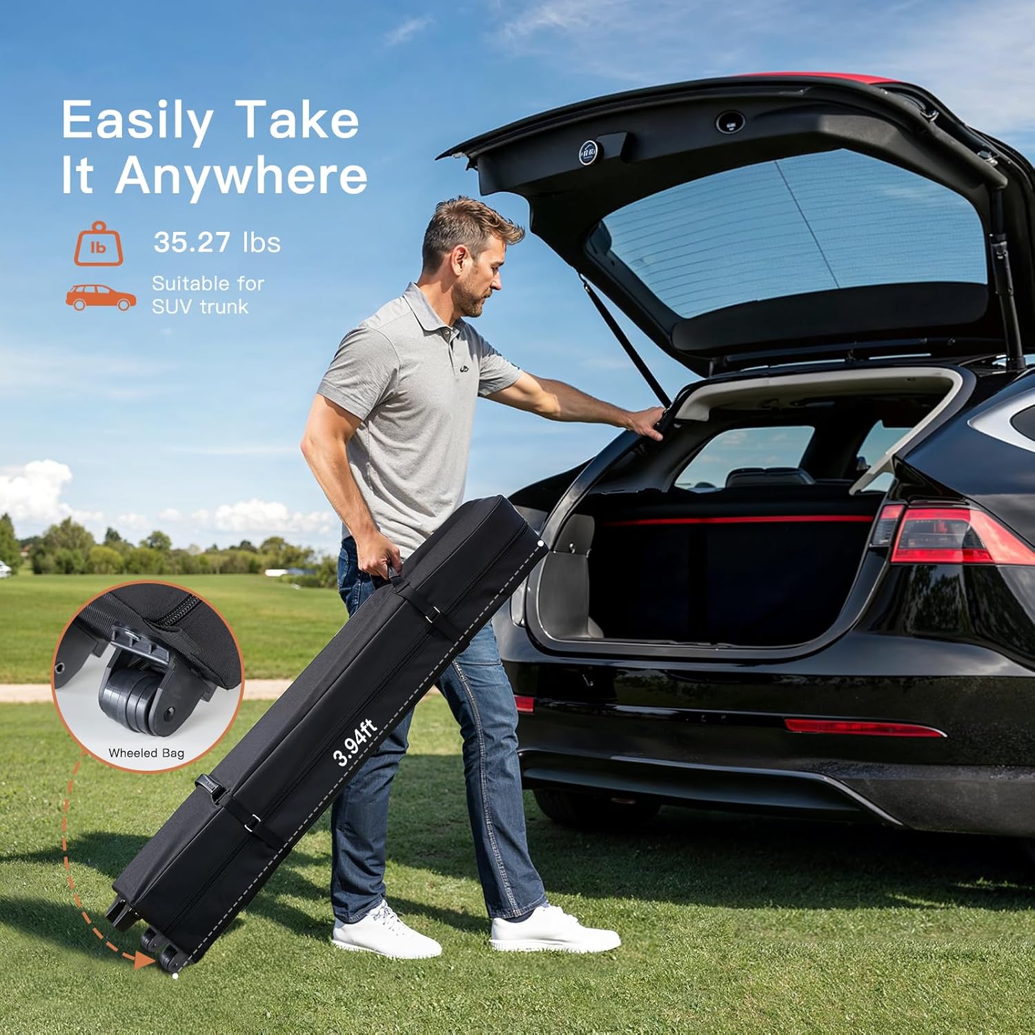 Amada 10x10ft 1-Person Setup Pop Up Canopy Tent - Easy Outdoor Sun Shade for Events, Parties, Camping, Gazebo with Wheel Cover Bag, Beach Tent with 3-Speed Adjustable Height,White - Image 9