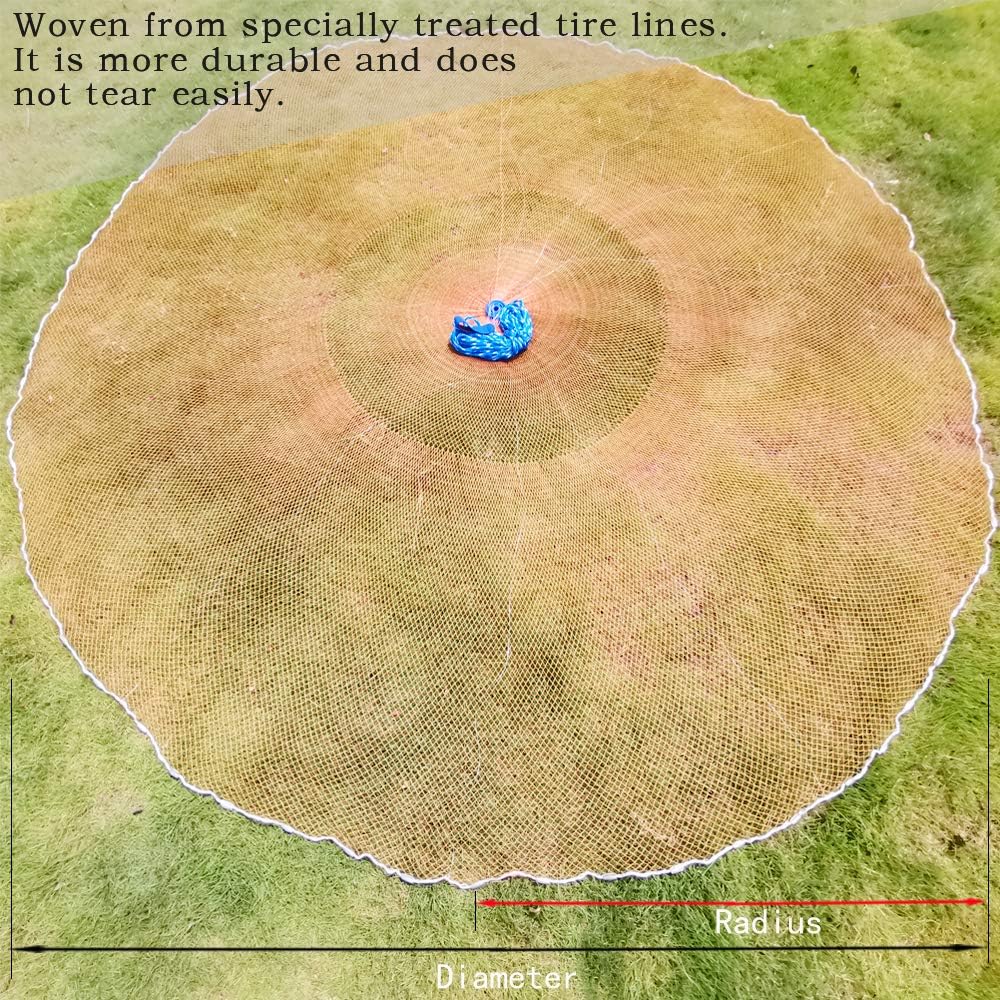 Drasry Saltwater Fishing Cast Net for Bait Trap with Heavy Sinkers Fish Throw Net. Size 3ft/4ft/5ft/6ft/7ft/8ft/9ft/10ft Radius Freshwater Nets - Image 5