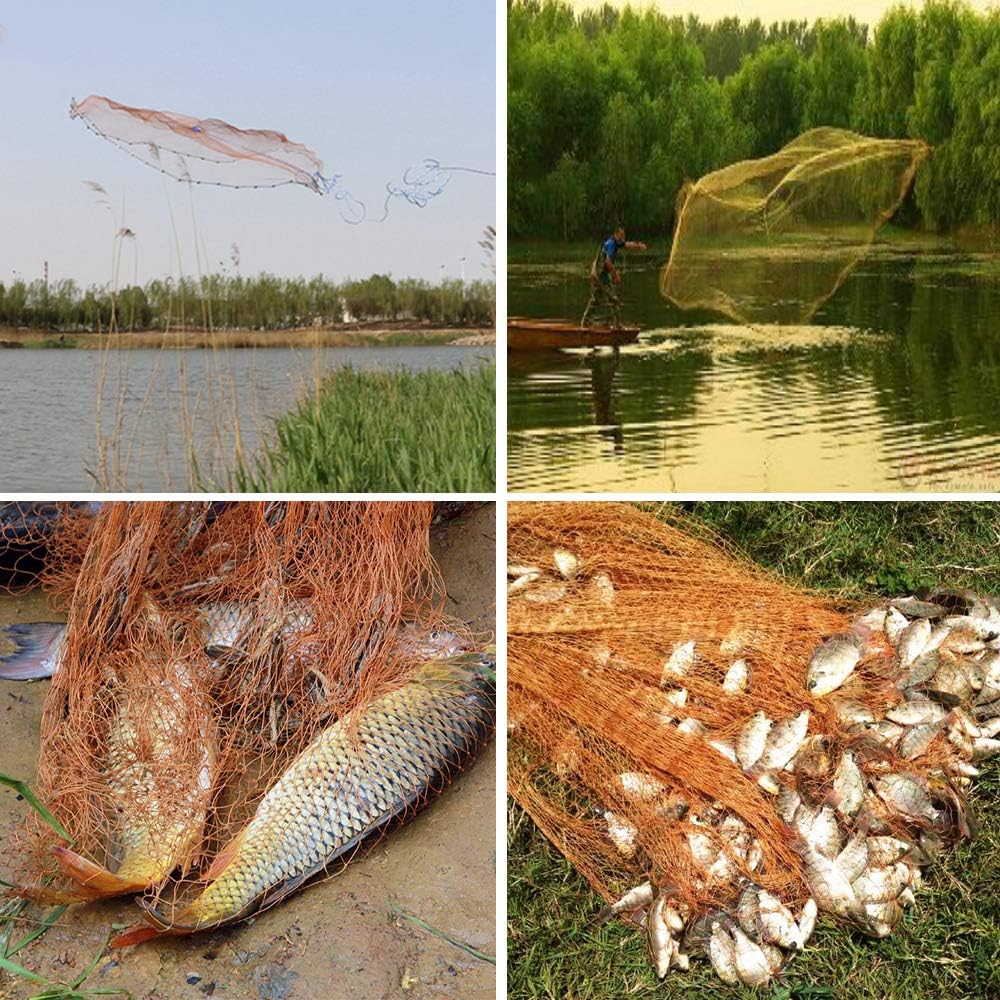 Drasry Saltwater Fishing Cast Net for Bait Trap with Heavy Sinkers Fish Throw Net. Size 3ft/4ft/5ft/6ft/7ft/8ft/9ft/10ft Radius Freshwater Nets - Image 6