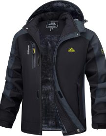 Men's Winter Coats Water Resistant Ski Snow Jacket Warm Fleece Parka Raincoats with Multi-Pockets