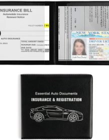 UYYE Car Registration and Insurance Card Holder, Vehicle Glove Box Car Organizer, Interior Car Accessories for Documents, Cards, License - 2 Pack